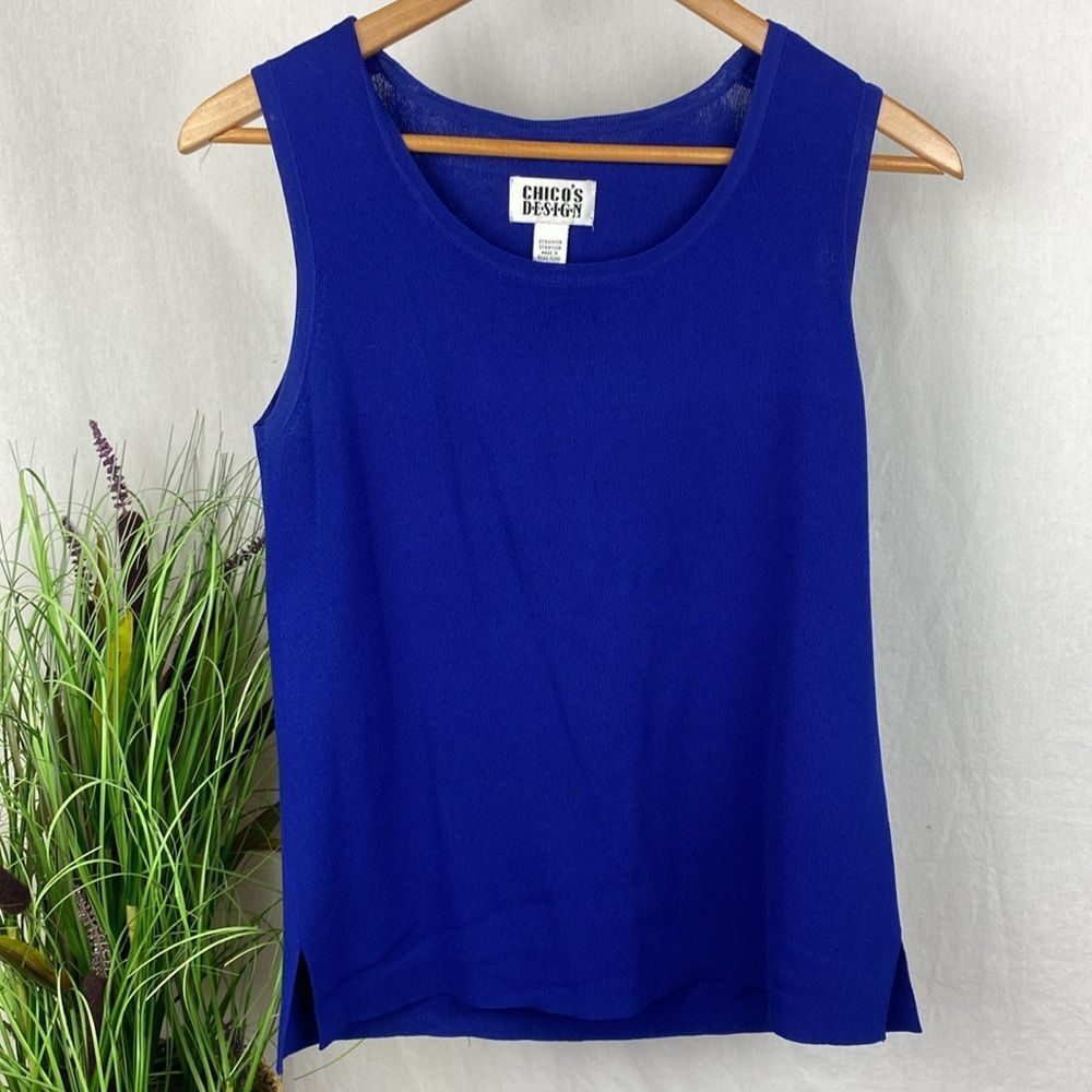 Chicos Blue Sleeveless Knit Tank Top 1 M
